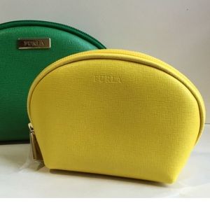 Furla Classic Leather Cosmetic Pouch, yellow